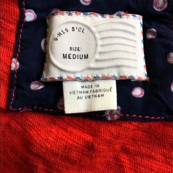 *ANTHROPOLOGIE* Postmark Red Ruffle Henley Size M - Picture 2 of 2